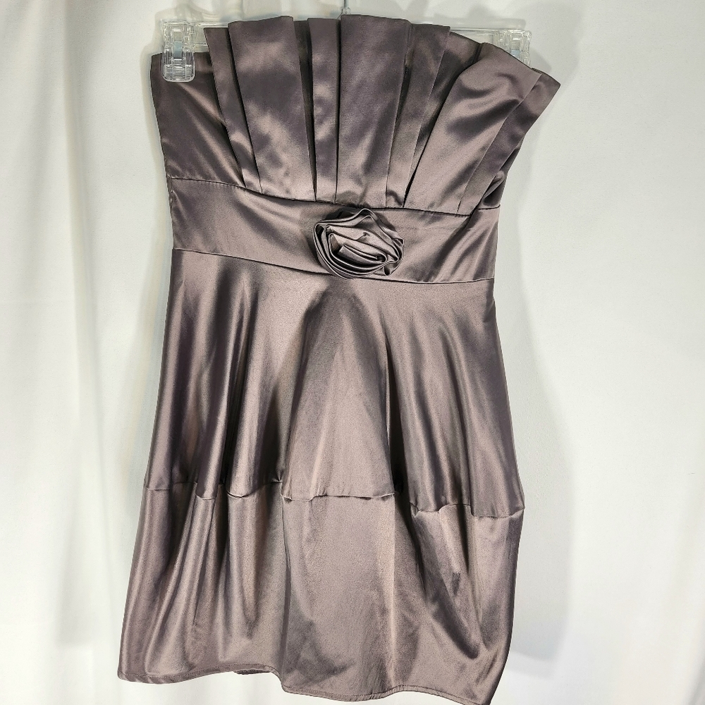 Wishes Wishes Wishes Gothic Fog Color Satin Strapless Formal Mini Dress Size 5
